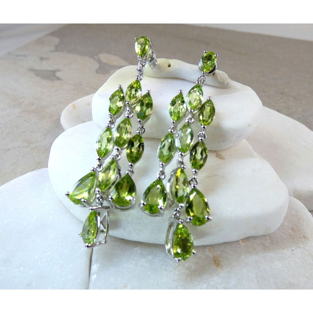 VTG Stunning Peridot Sterling Silver Chandelier Earrings 2"